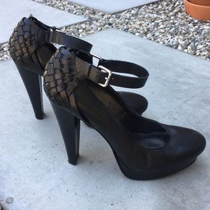 Calvin Klein woven back leather heels